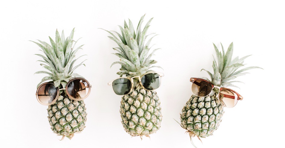 Pineapples with sunglasses